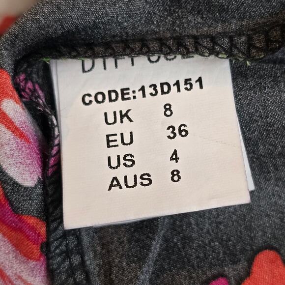 Womens Fliral Black long sleeeve Cold Shoulder Dress Sz 8 - Picture 7 of 8